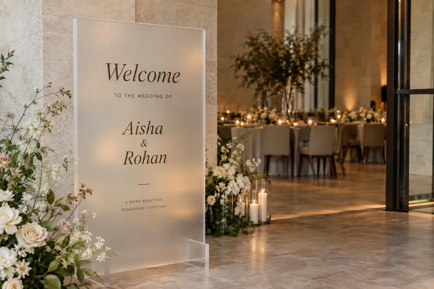 Frosted acrylic — Aisha & Rohan