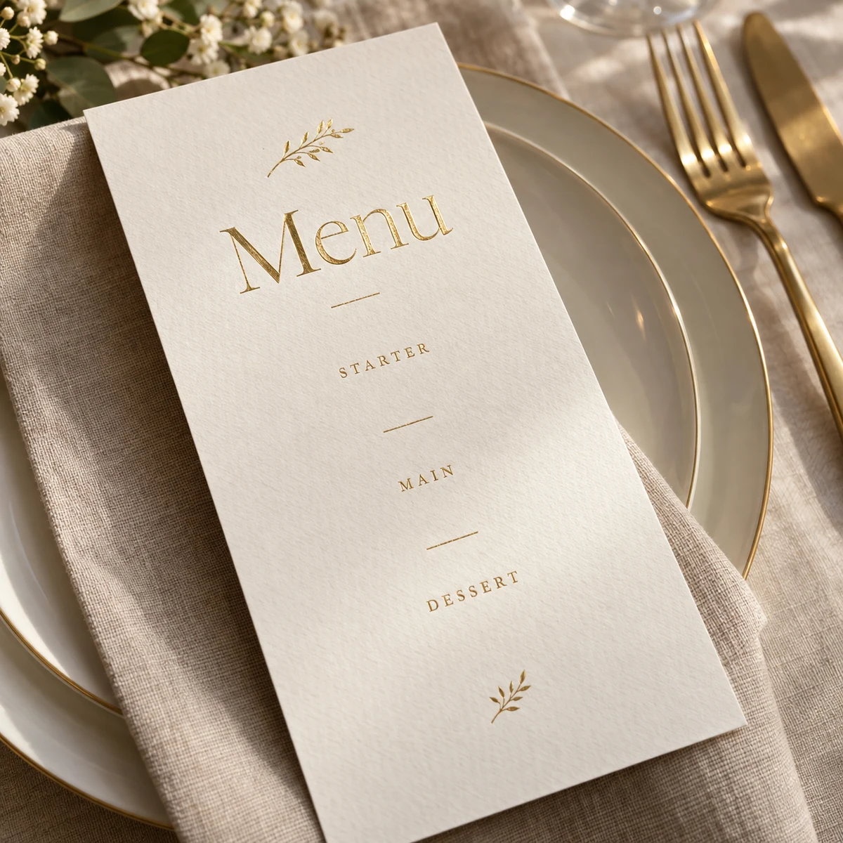 Gold foil menus