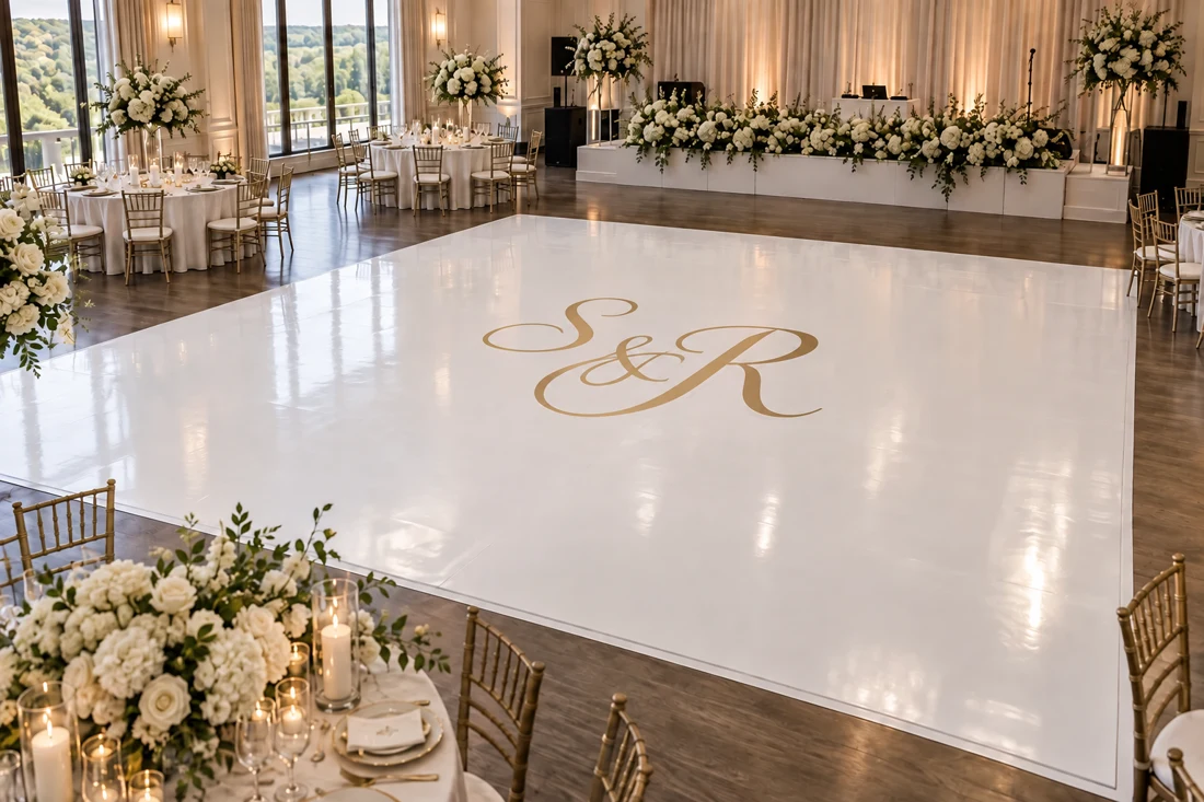 White with gold monogram