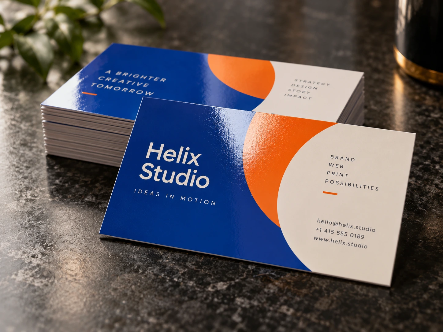 Glossy Helix Studio business card artwork